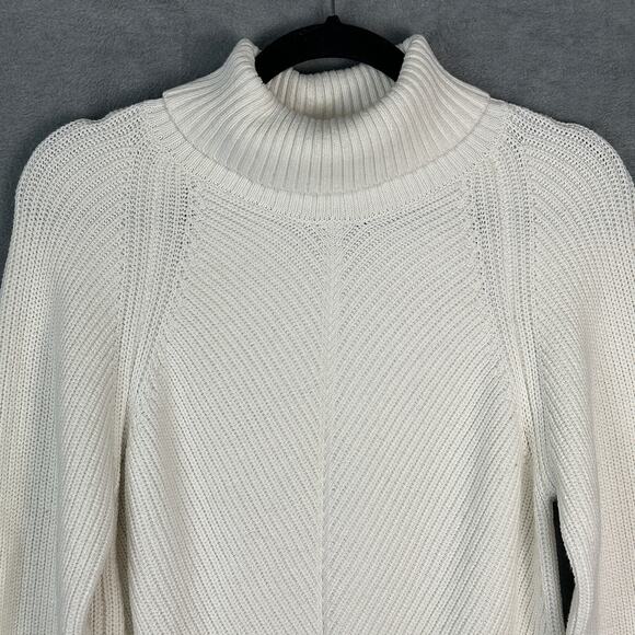 Maeve Anthropologie Sweater Womens Medium Cream Wool Ribbed Neutral Minimalist - Picture 2 of 13